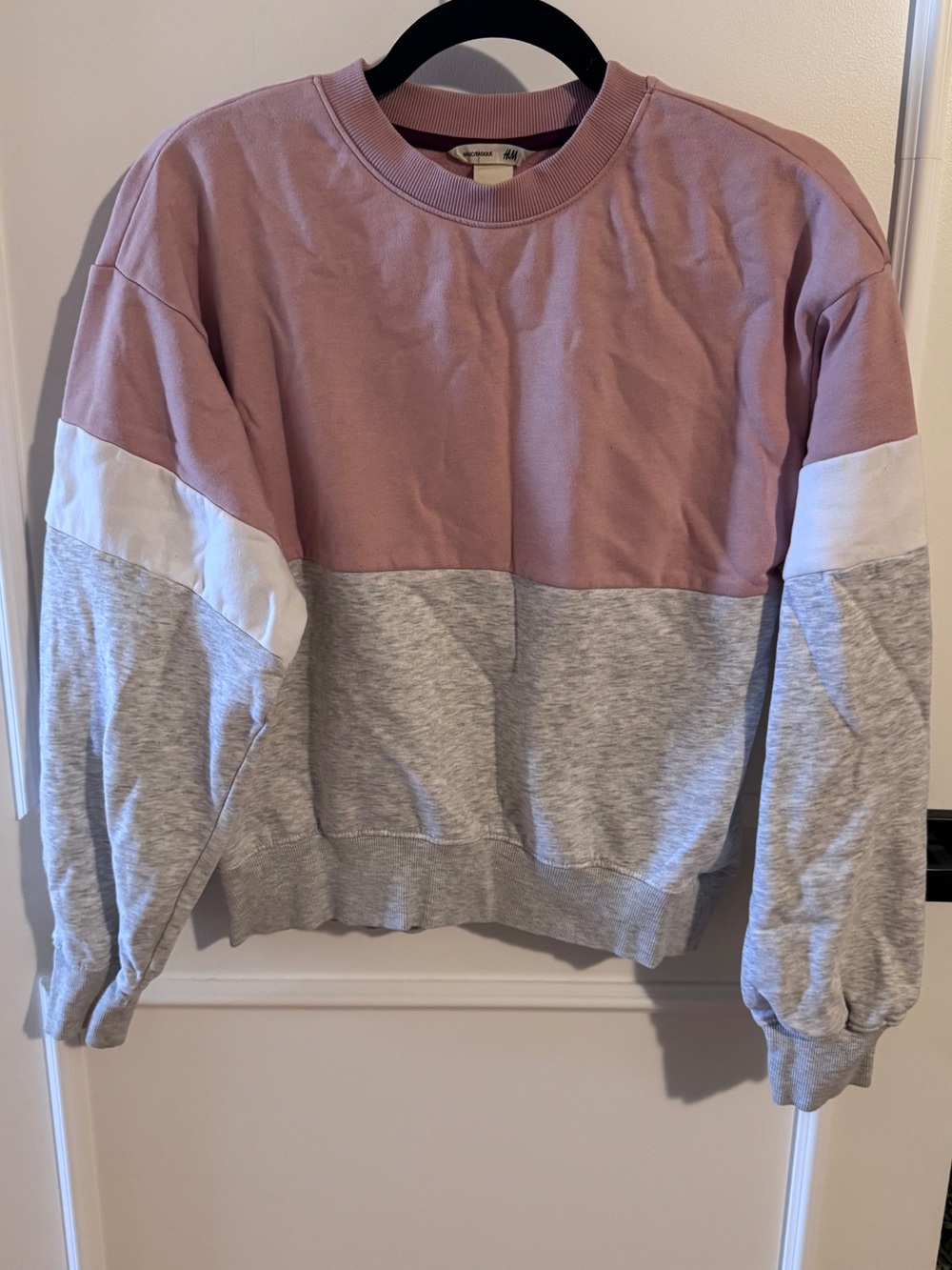 H&M Pink, White & Gray Colorblock Girls Sweatshirt